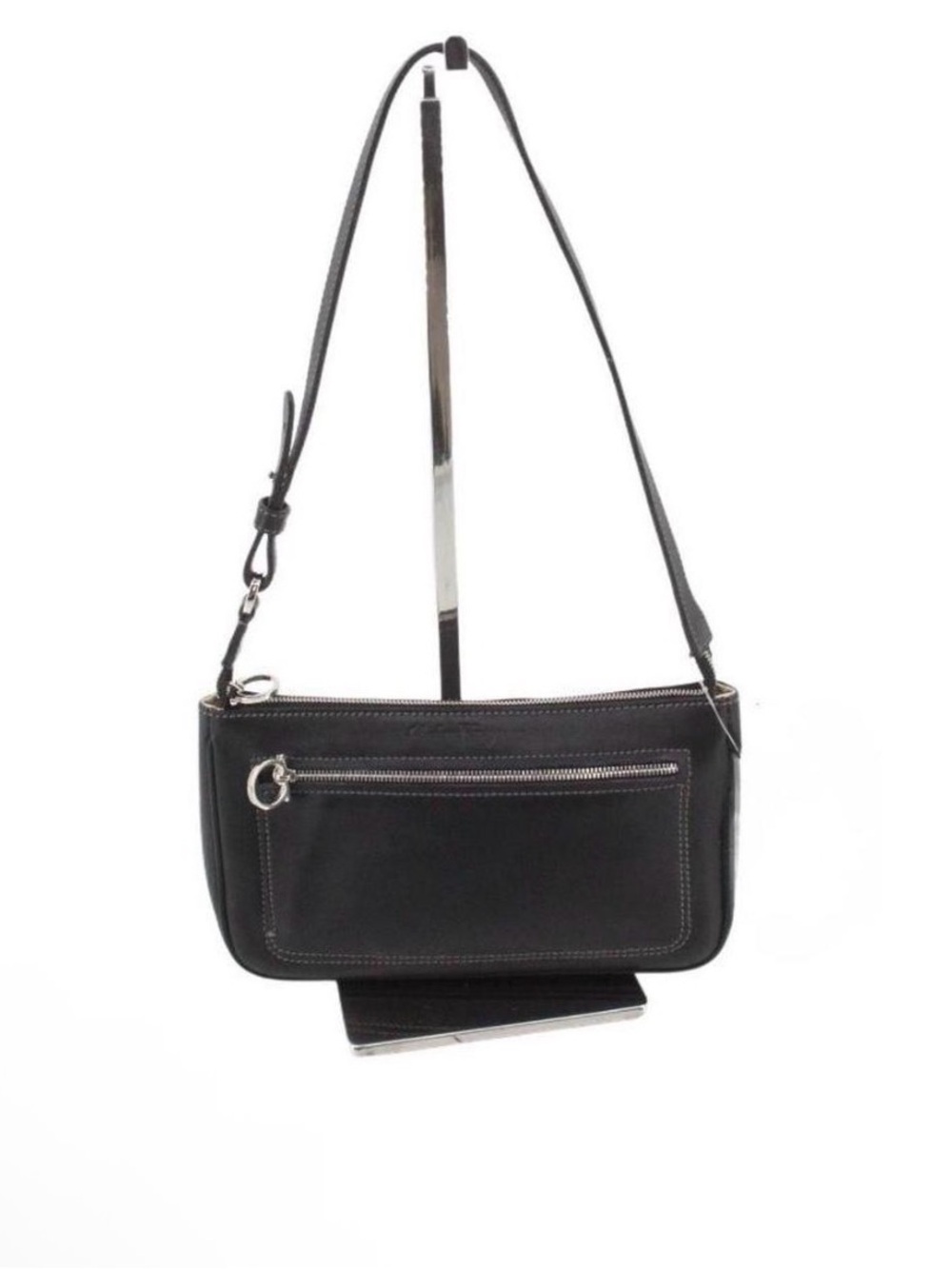 Salvatore Ferragamo Black Leather Adjustable Shoulder Bag - with COA